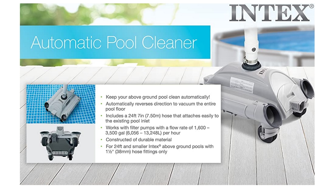 Intex Automatic Pool Cleaner Pressure Side Vacuum Cleaner with 24 ft